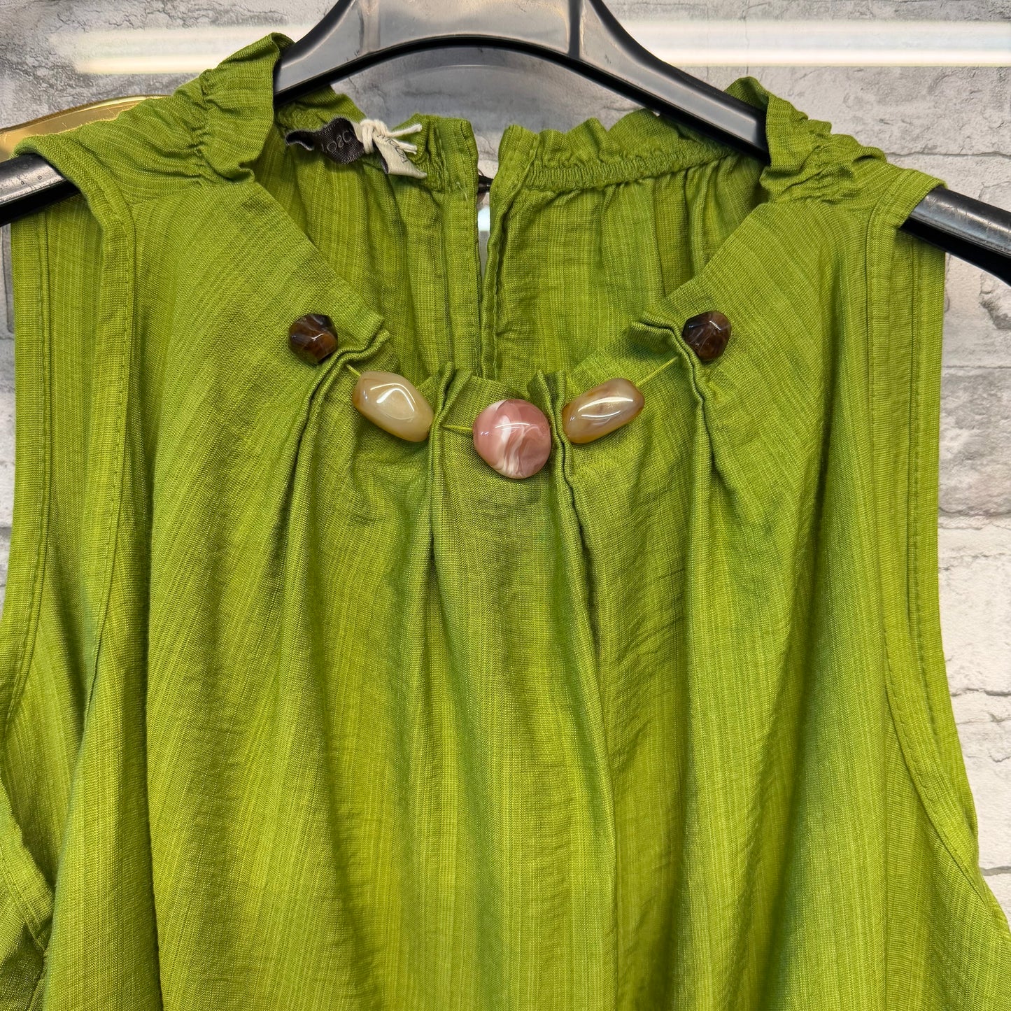 Green pebble neck top