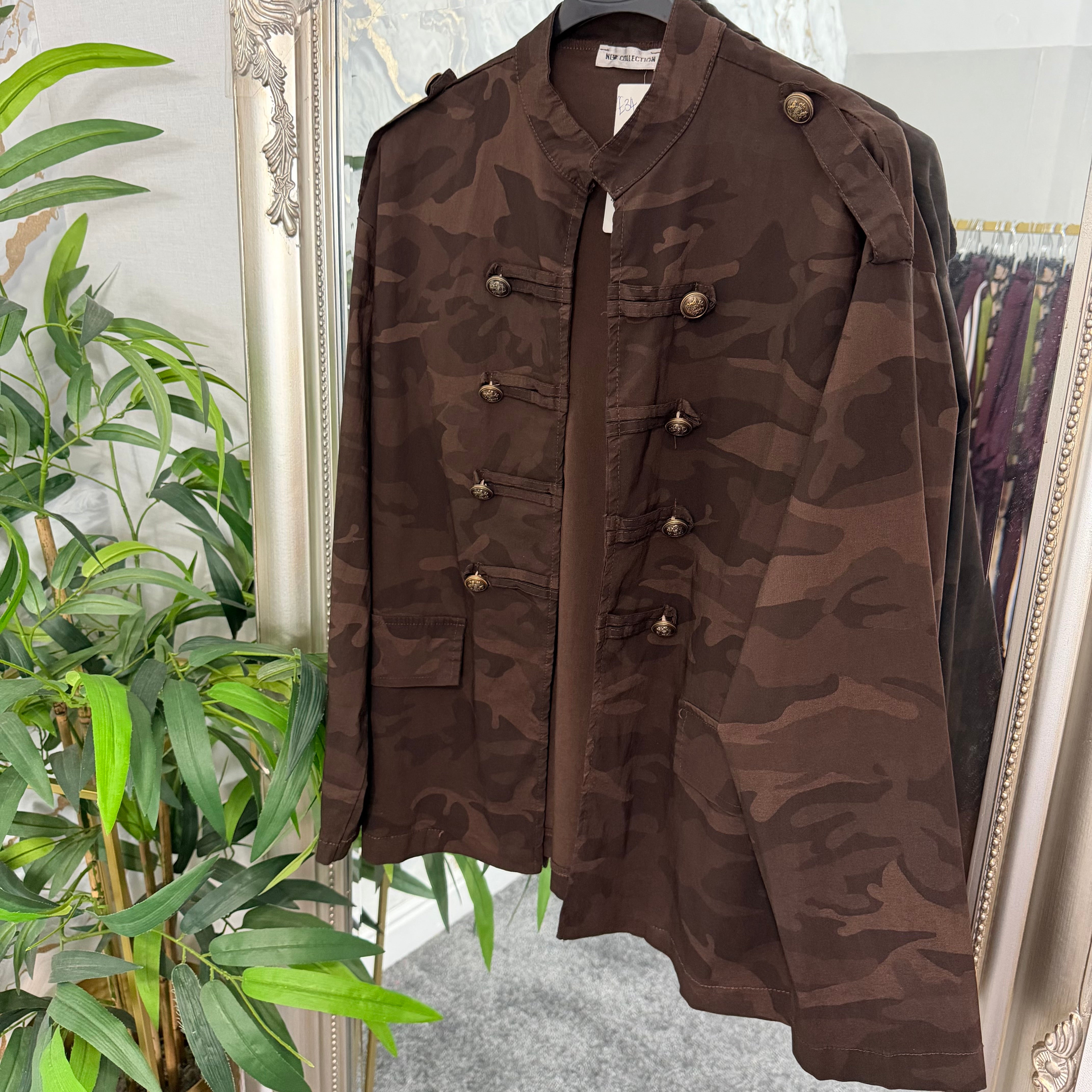 Chocolate camo military jacket