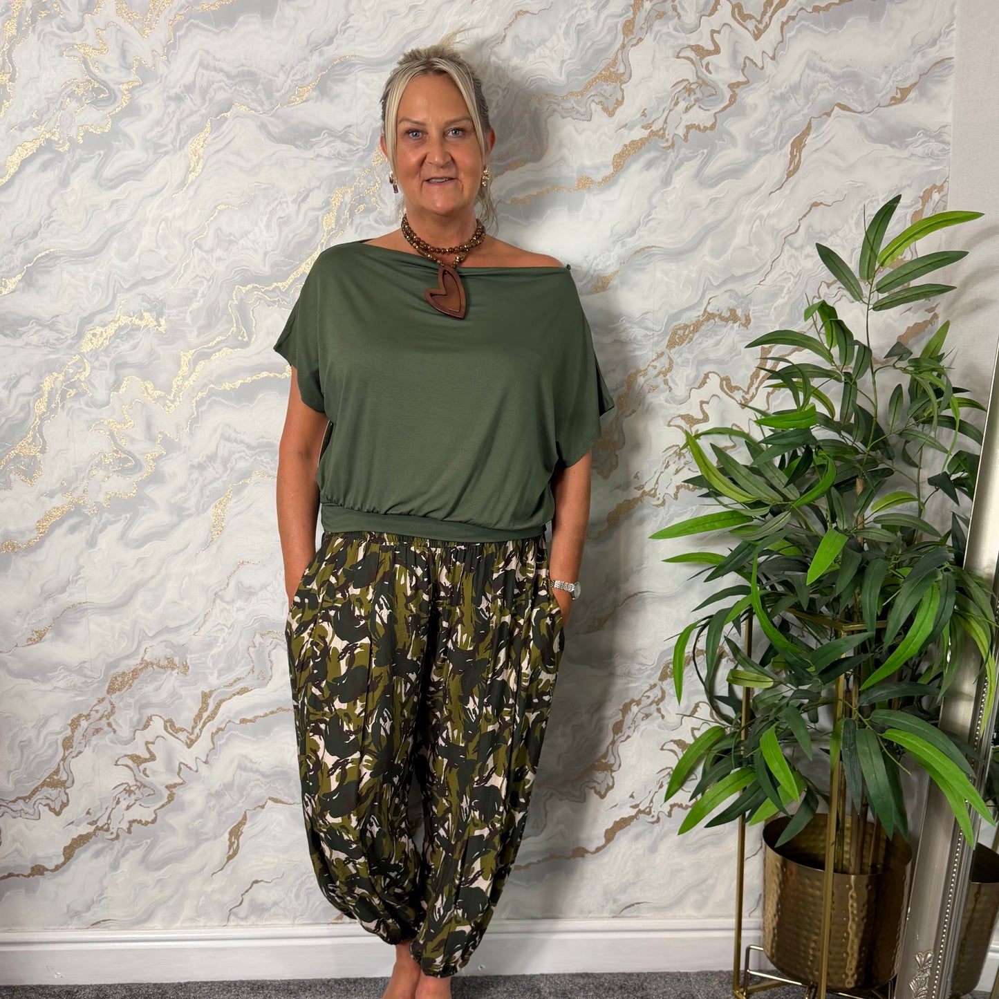 Abstract elasticated trousers
