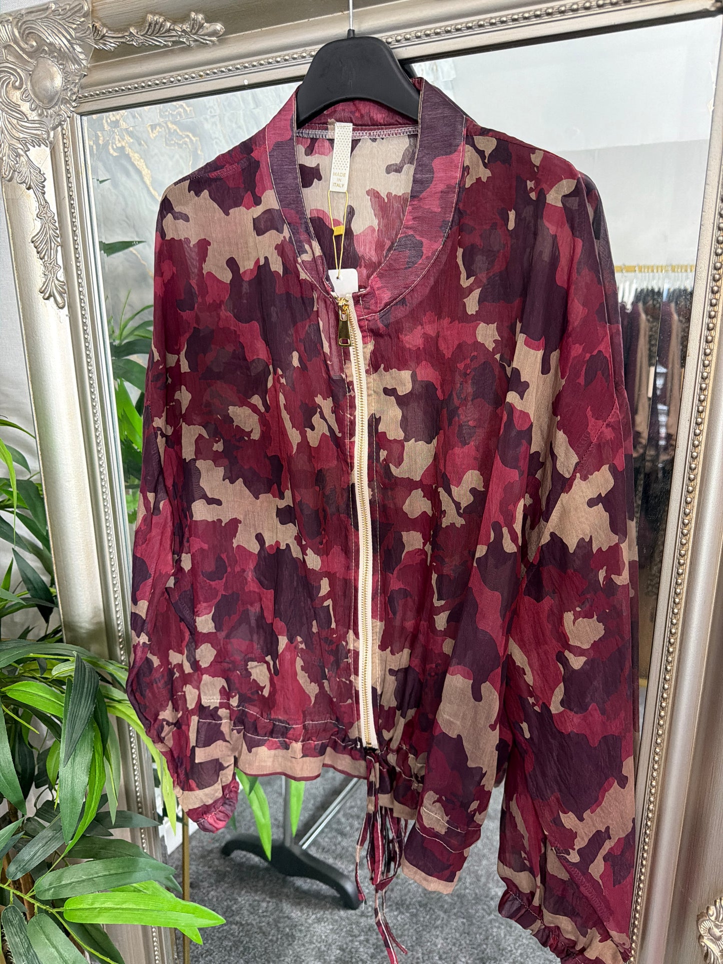 Camo chiffon zip up jackets