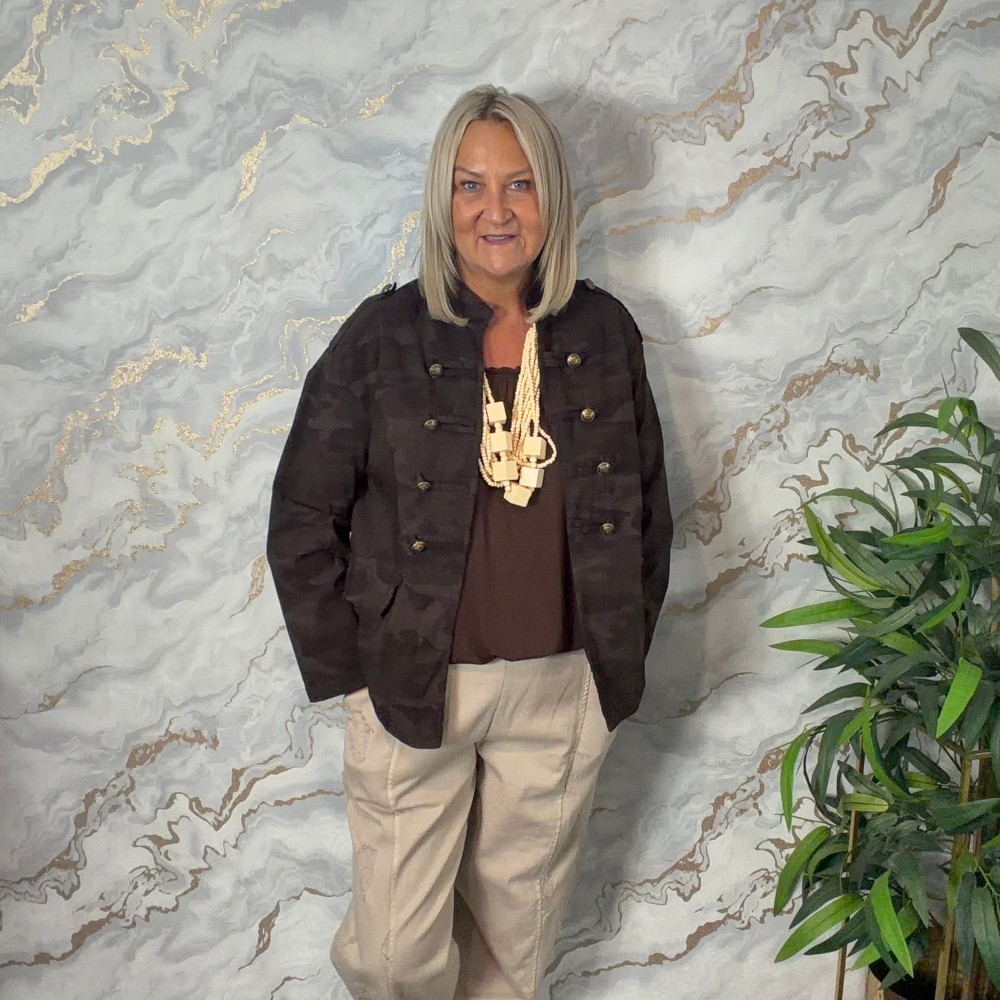 Chocolate camo military jacket