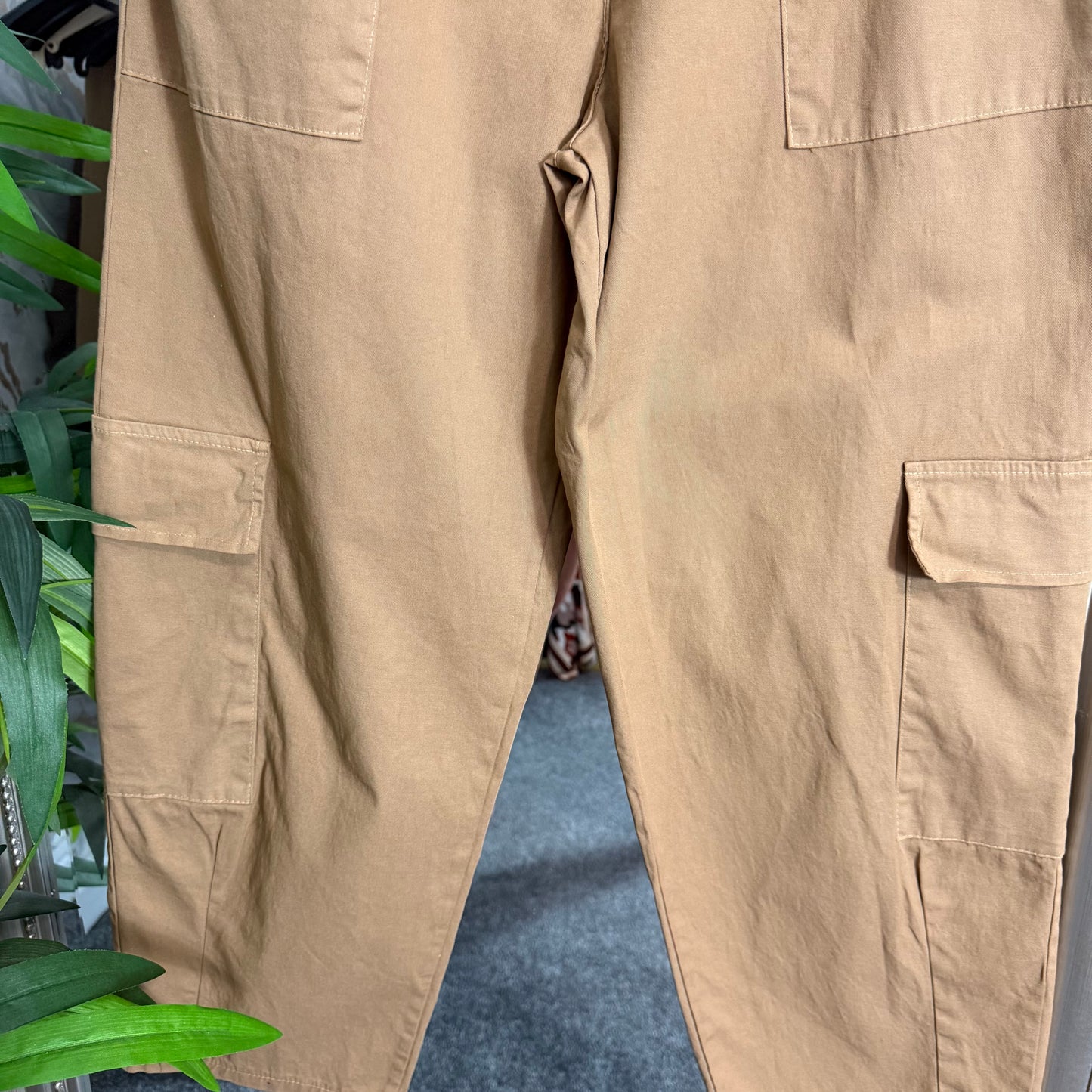 Camel cargo trousers