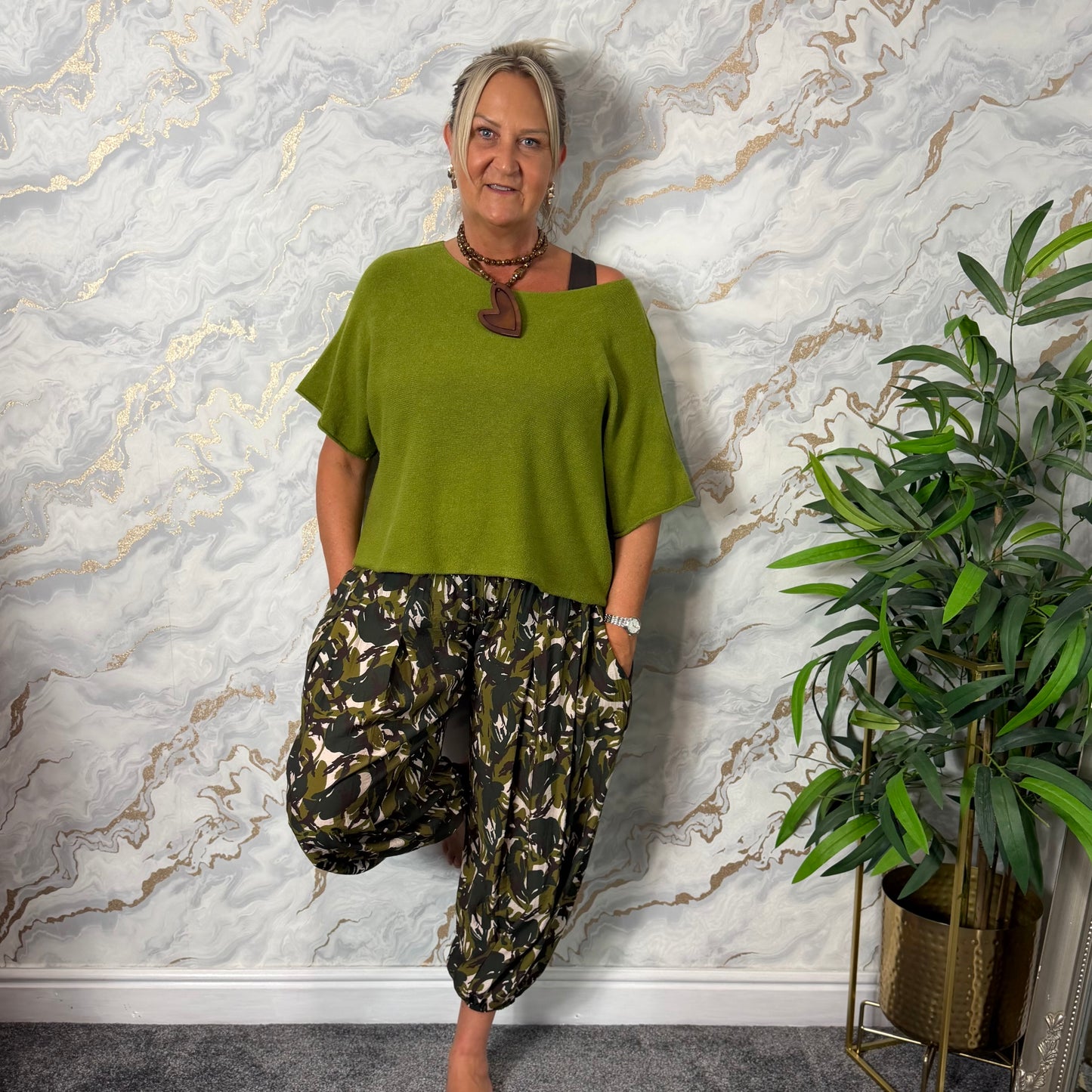Abstract elasticated trousers