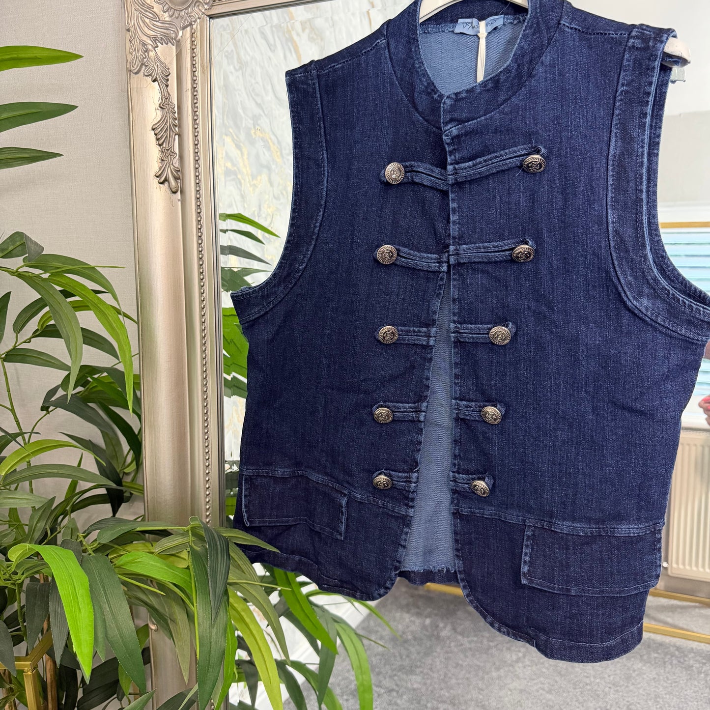 Denim military waistcoat