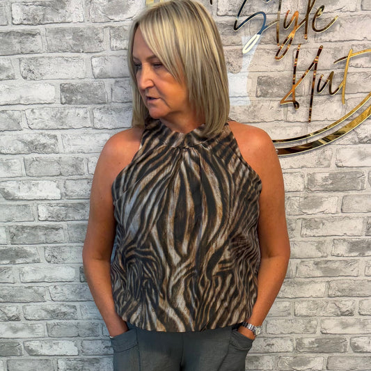 Animal print halterneck top