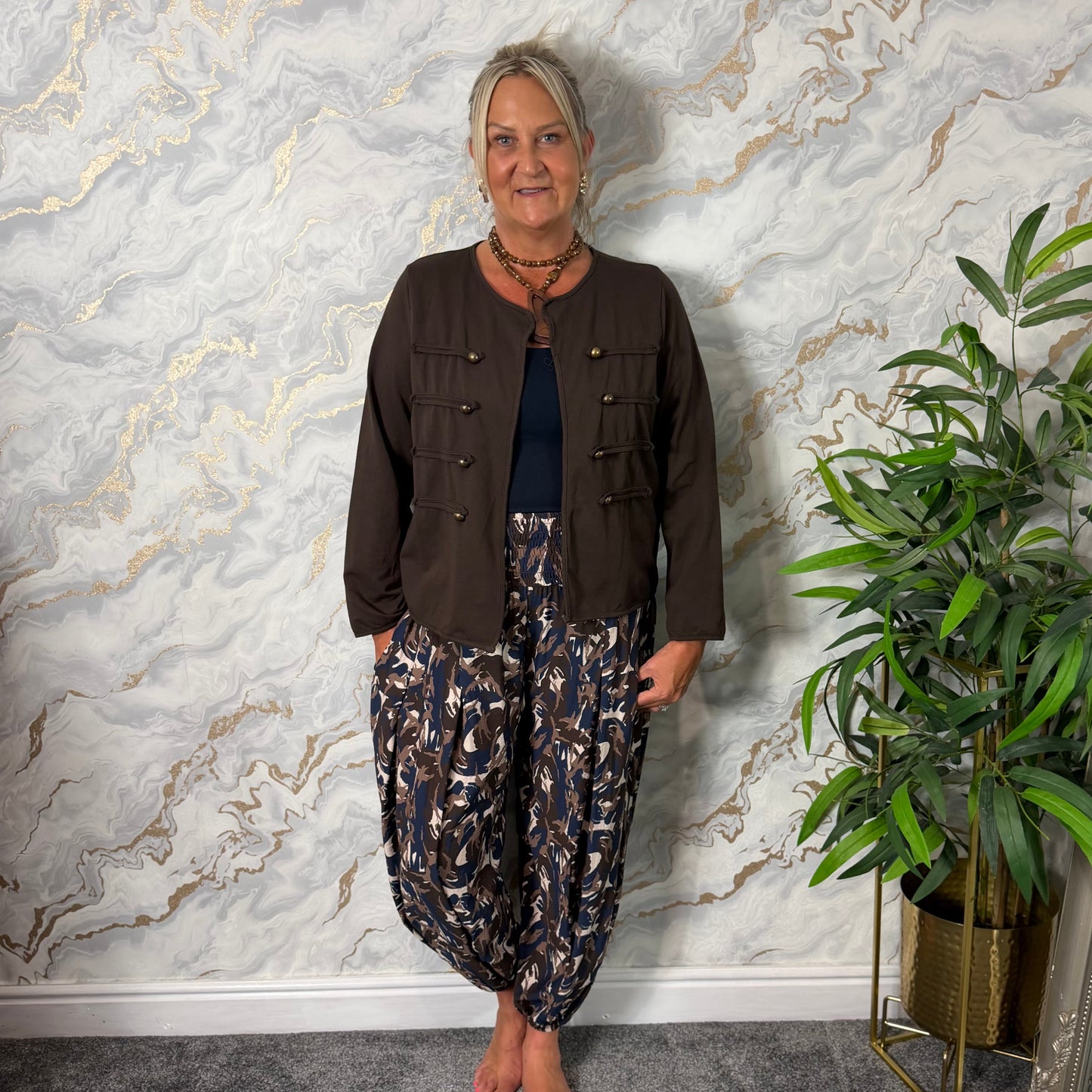 Abstract elasticated trousers