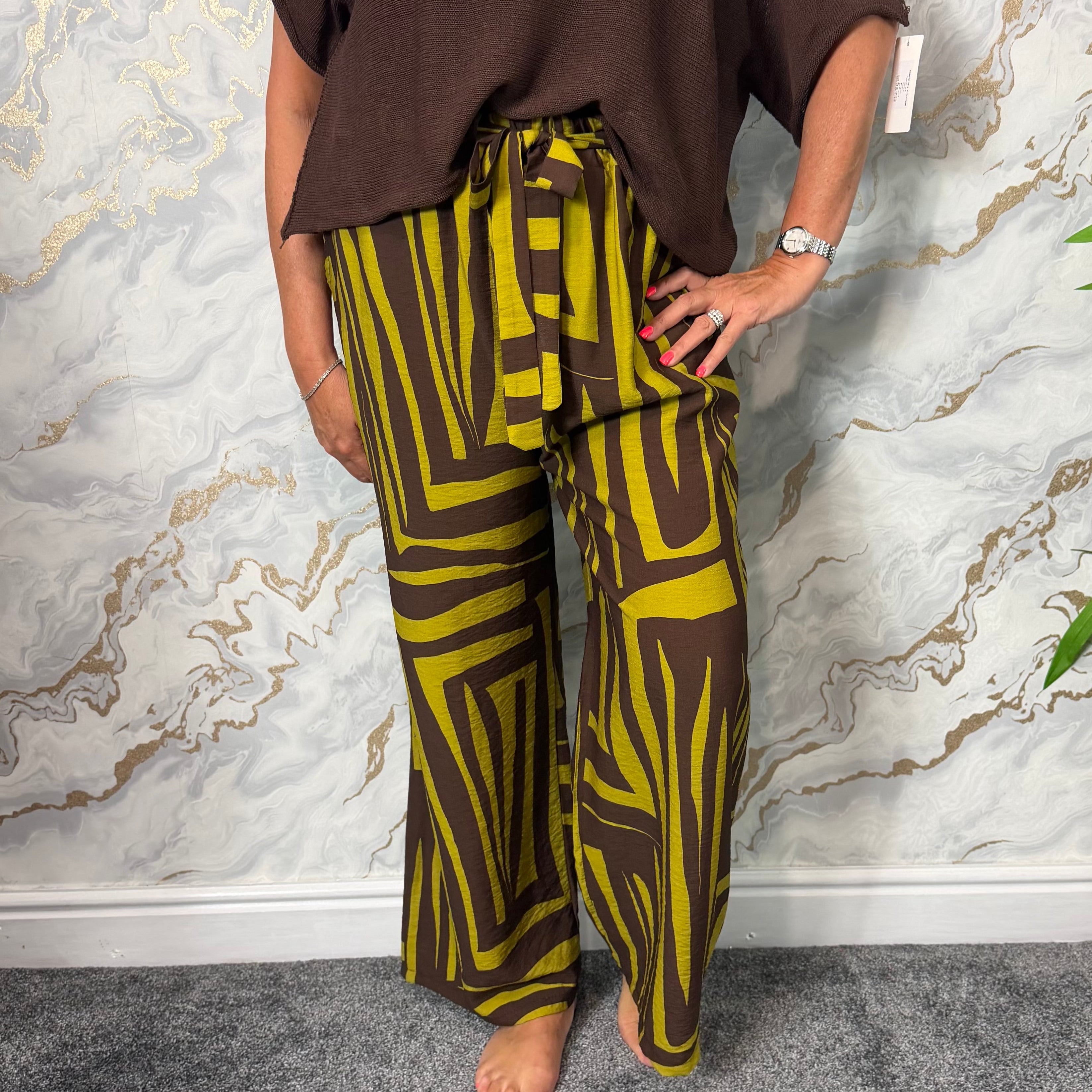 Abstract print wide leg trousers