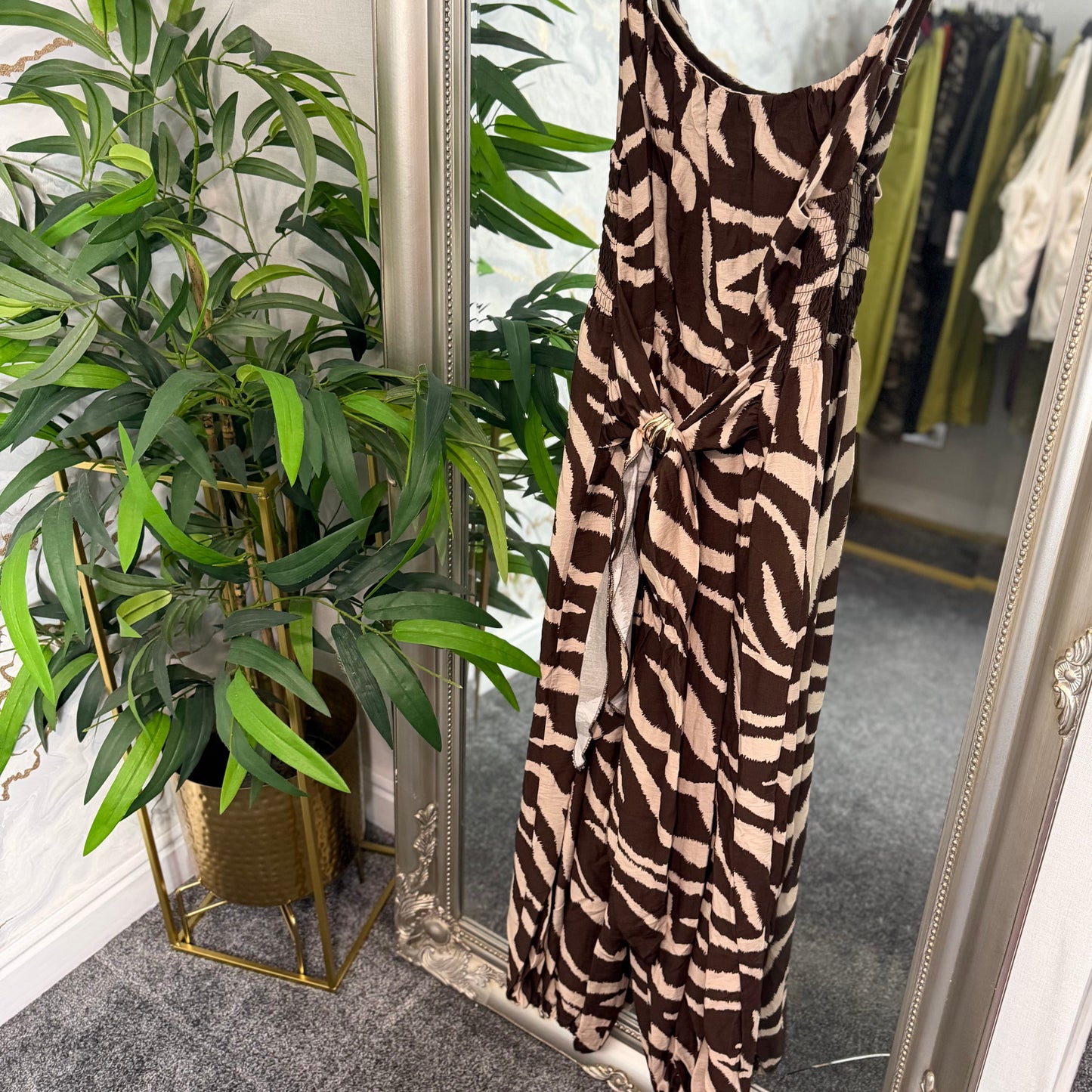 Brown zebra print jumpsuit