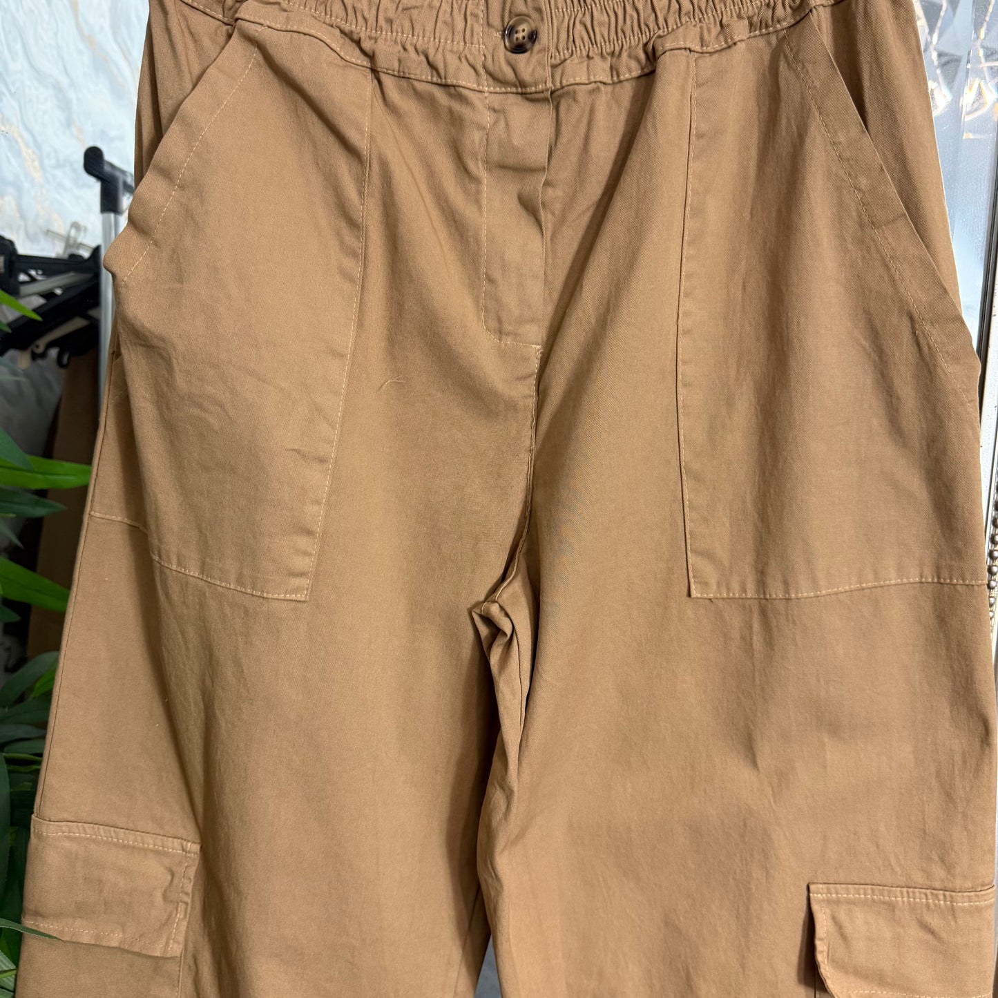 Camel cargo trousers