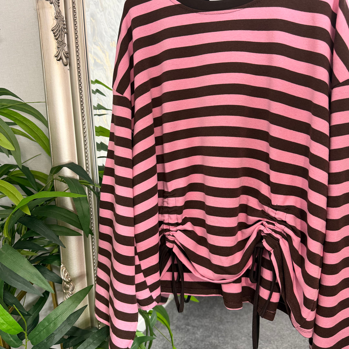 Stripe ruched top