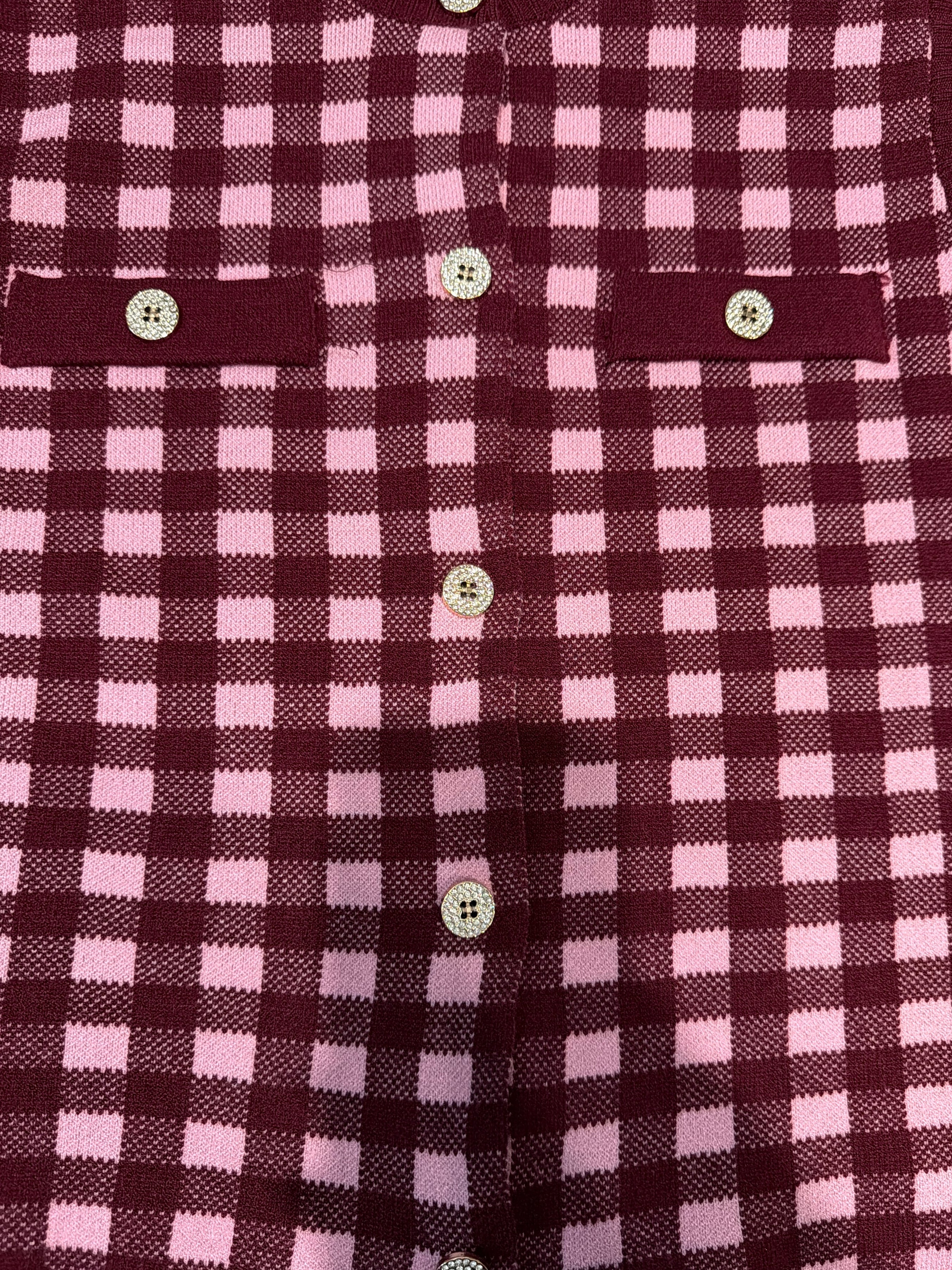 Check knitted waistcoat