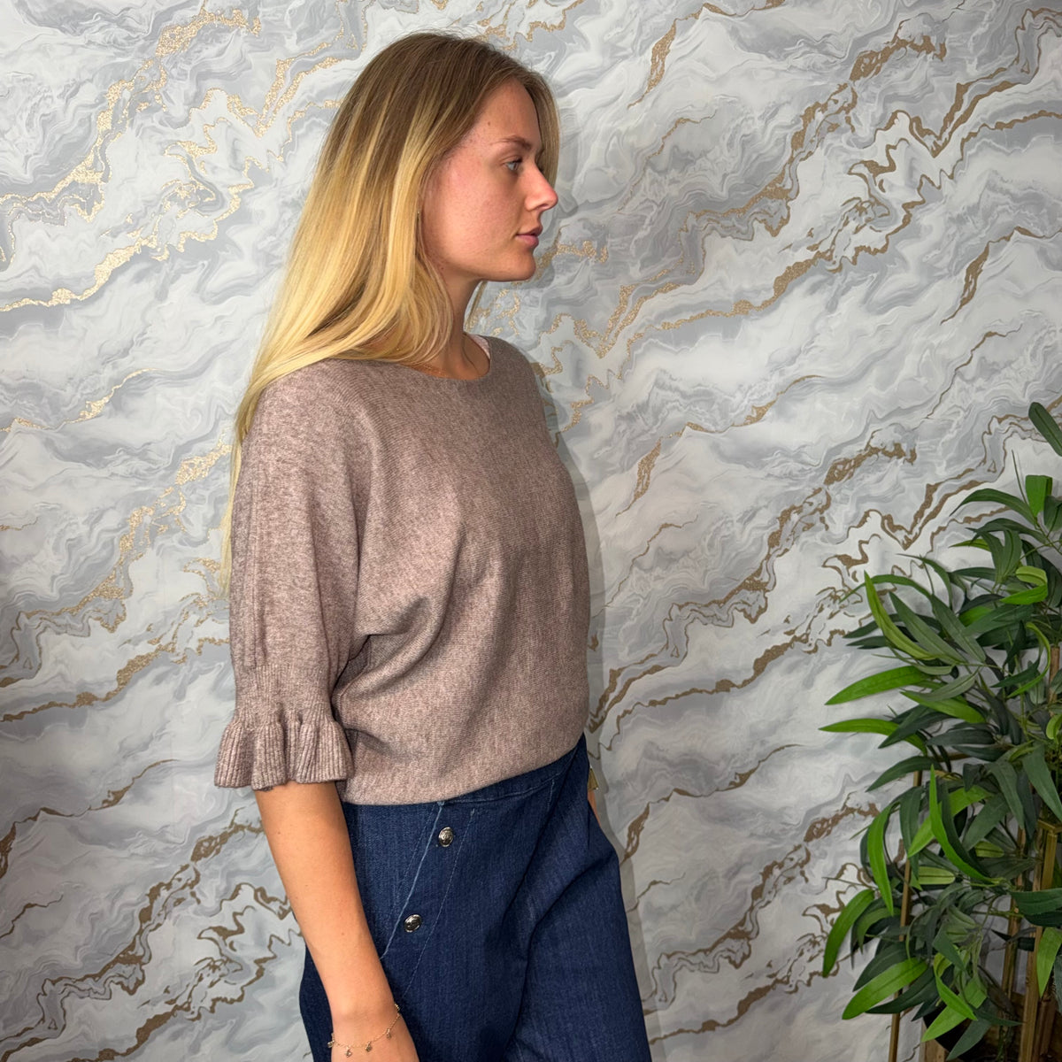 Frill Sleeve soft Knit Jumper