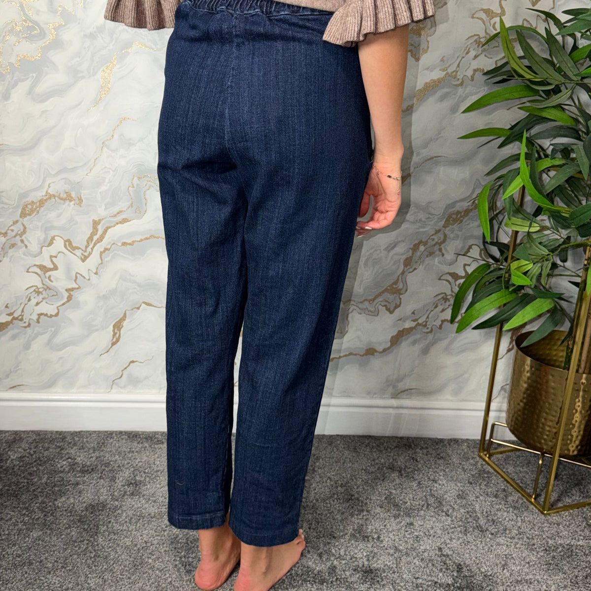 Military Button Navy Jeans