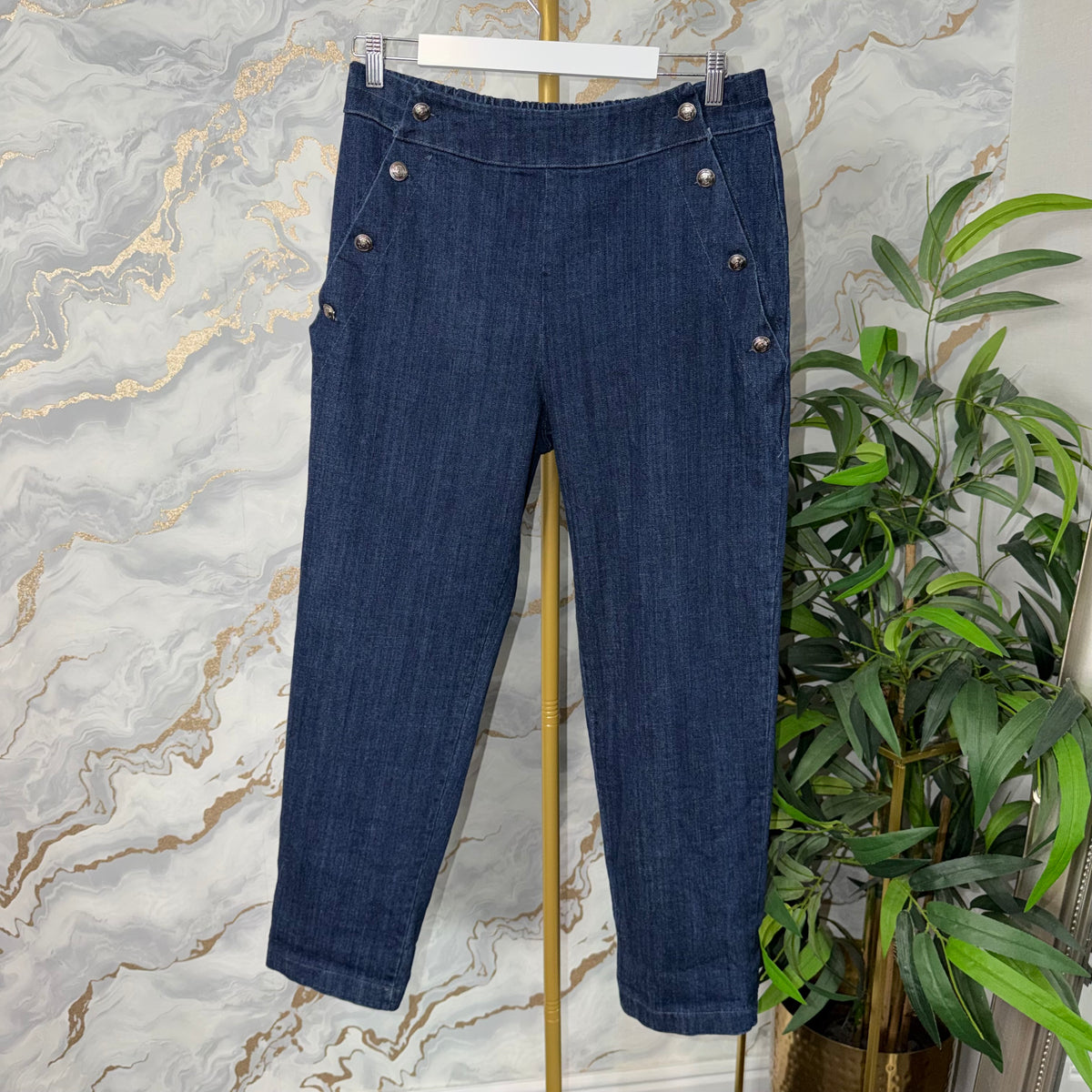 Military Button Navy Jeans