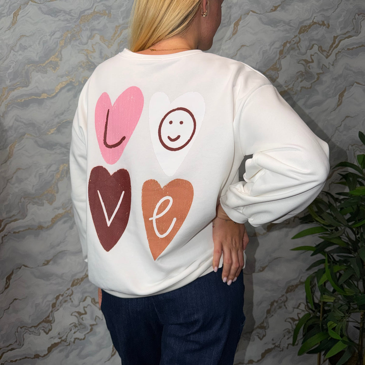White LOVE Graphic Sweatshirt